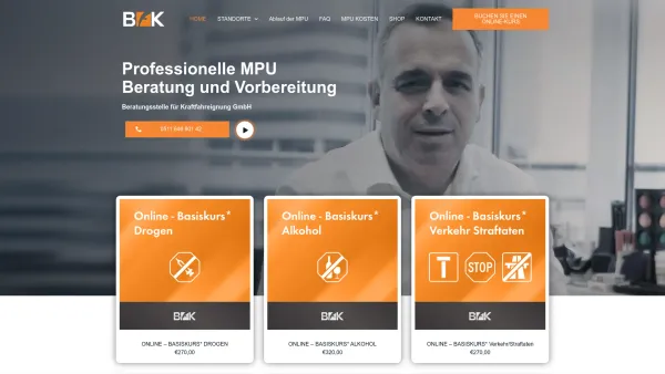 Website Screenshot: BfK MPU Beratung & Vorbereitung Köln - MPU Hannover - Beratungsstelle für Kraftfahreignung GmbH - Date: 2023-06-20 10:38:52
