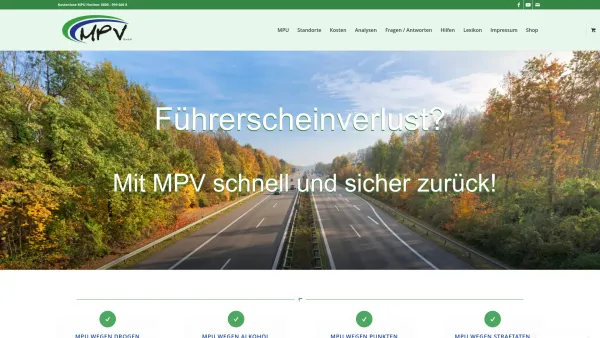 Website Screenshot: MPV GmbH - MPU Vorbereitung und MPU Beratung - MPV GmbH - Date: 2023-06-20 10:38:52