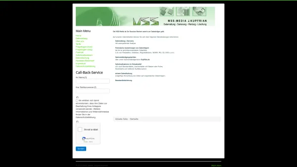 Website Screenshot: Kupfrian MSS - MEDIA -  Öffentlich bestellter und  vereidigter Sachverständiger für Schäden an rotierenden Datenspeichern - MSS Media Jürgen Kupfrian - Home - Date: 2023-06-20 10:38:52