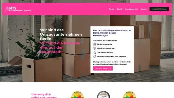 Website Screenshot: umzug umzüge umzugsunternehmen MTS Umzüge Berlin - MTS Umzüge Berlin das beste Umzugsunternehmen aus Berlin - Date: 2023-06-20 10:38:53