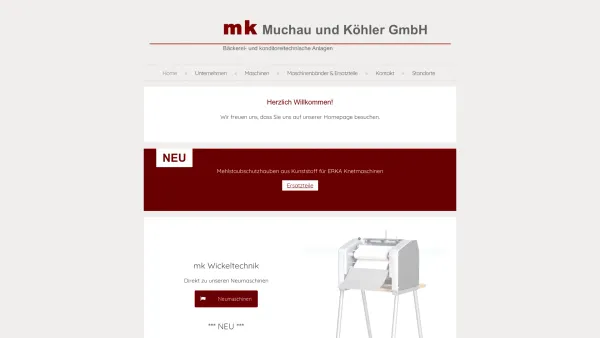 Website Screenshot: Muchau und Köhler GmbH Bäckerei u. Konditoreitechnik Anlagen - Muchau & Köhler GmbH | mk Wickeltechnik: Neu- und Gebrauchtmaschinen für Bäckereien & Konditoreien | Home - Date: 2023-06-20 10:38:52