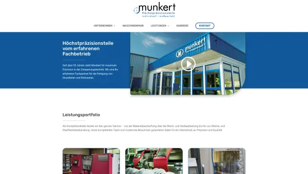Website Screenshot: K. MUNKERT GmbH -  Komplettfertigung von mechanischen, hochgenauen  Einzel- u. Kleinserien - Höchstpräzisionsteile vom erfahrenen Fachbetrieb - Date: 2023-06-20 10:38:58