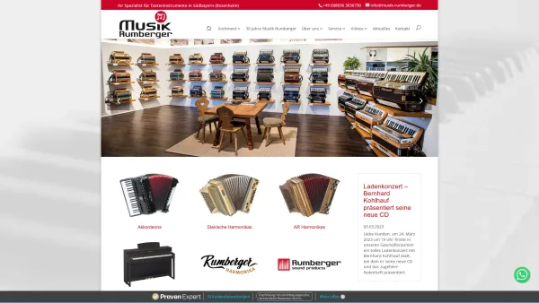 Website Screenshot: Rumberger Musikinstrumente Vertriebs GmbH - Musikinstrumente und Beschallungsanlagen | Musikhaus Rumberger - Date: 2023-06-20 10:42:14