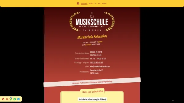 Website Screenshot: Musikschule Kolesnikov GbR - Musikschule Kolesnikov • Berlin - Date: 2023-06-20 10:38:59