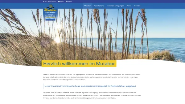 Website Screenshot: Mutabor · Tagungen und meer · -  Ihr  persönliches Seminar- und Ferienhaus am Meer! - Mutabor Usedom | Ferien- und Tagungshaus im Seebad Ahlbeck - Date: 2023-06-20 10:38:59