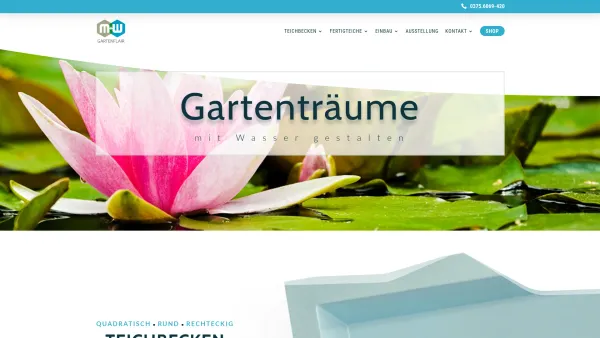 Website Screenshot: M&W Gartenflair GmbH - M+W Gartenflair • Teichbecken und Gartenteiche aus GFK - Date: 2023-06-20 10:38:59