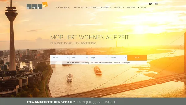 Website Screenshot: MWZ Immobilien GmbH mwz 24 GmbH Wohnen und wohnen lassen. Möbliert wohnen auf Zeit. - MWZ 24 - Möbliert Wohnen auf Zeit Düsseldorf | Top-Angebote der Woche - Date: 2023-06-20 10:38:59