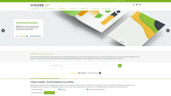 Website Screenshot: myflyer GmbH - MYFLYER - die klimaneutrale Onlinedruckerei mit Top-Kundenservice - Date: 2023-06-20 10:42:14