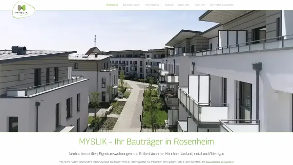Website Screenshot: Bauträger MYSLIK Bayern Neubau Immobilien - Neubau Immobilien in Oberbayern-Rosenheim und Salzburg – MYSLIK Wohnbau Bauträger - Date: 2023-06-20 10:38:59