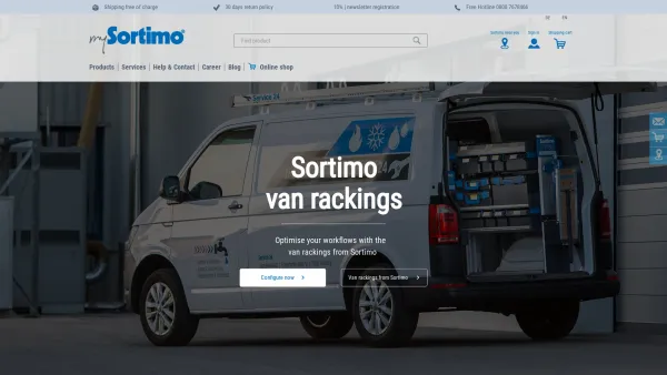 Website Screenshot: Sortimo International GmbH - Sortimo | van racking & services for mobile work - Date: 2023-06-20 10:42:14