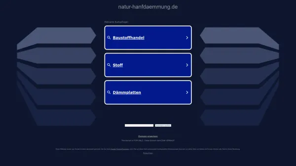 Website Screenshot: Natur Hanfdämmung - natur-hanfdaemmung.de - Diese Website steht zum Verkauf! - Informationen zum Thema natur hanfdaemmung. - Date: 2023-06-20 10:38:59
