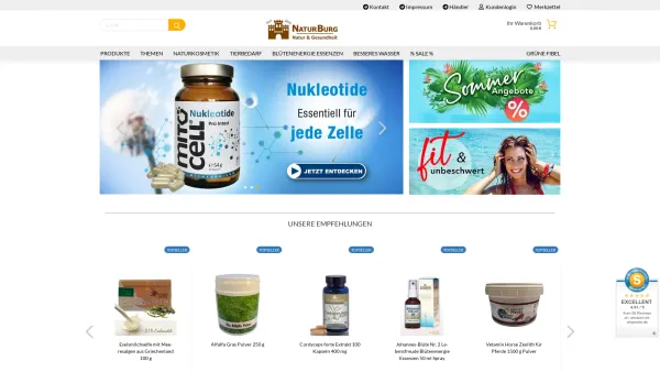 Website Screenshot: NaturBurg Dirk Burghausen - Nahrungsergänzungsmittel, Naturkosmetik, Naturprodukte Shop - Date: 2023-06-20 10:42:17