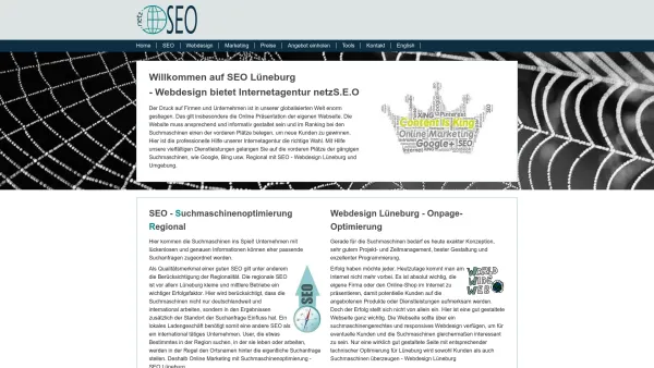 Website Screenshot: SEO Lüneburg Online Marketing mit netzSEO - SEO Lüneburg - Webdesign - Internetagentur | netzS.E.O - Date: 2023-06-20 10:39:05