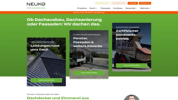Website Screenshot: NEUKO GmbH - Dachausbau, Dachsanierung, Fassaden und Fenster - Date: 2023-06-20 10:42:17