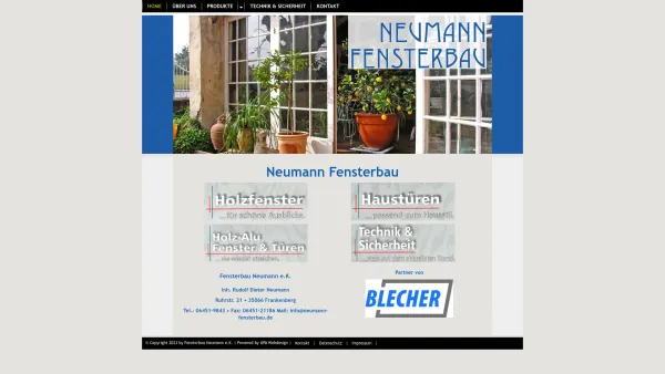 Website Screenshot: Fensterbau Neumann e.K. - ... unsere Tradition verpflichtet › Fensterbau Neumann e.K. - Date: 2023-06-20 10:42:17