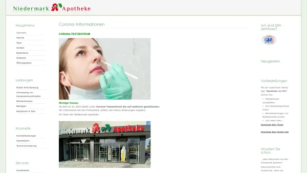 Website Screenshot: Niedermark-Apotheke · Inh. Irmhild Hoss - Niedermark Apotheke - Startseite - Date: 2023-06-20 10:39:05