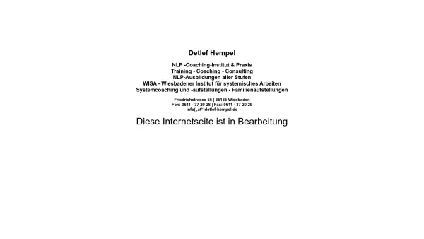 Website Screenshot: Detlef Hempel / NLP - Praxis -  Training, Coaching,  Ausbildung, NLP und Familienstellen - Detlef Hempel | NLP -Coaching-Institut & Praxis - Date: 2023-06-20 10:39:06
