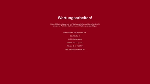 Website Screenshot: Nord-Inkasso OHG - Wartungsarbeiten/Site Maintenance - Date: 2023-06-20 10:39:06