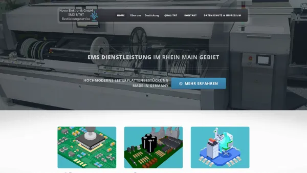 Website Screenshot: Nover Elektronik GmbH - SMD & THT Bestückung Leiterplattenbestückung im Rhein Main - Date: 2023-06-20 10:42:17