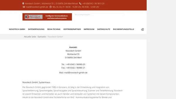 Website Screenshot: NOVOTECH GmbH Kommunikations- u. Informationssysteme - rhz-zell.de – Novotech GmbH - Date: 2023-06-20 10:39:11