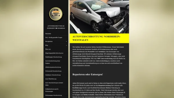 Website Screenshot: Autoverschrottung Bochum - NRW Autoverschrottung - Kostenlose Altauto Verschrottung - Date: 2023-06-20 10:42:17