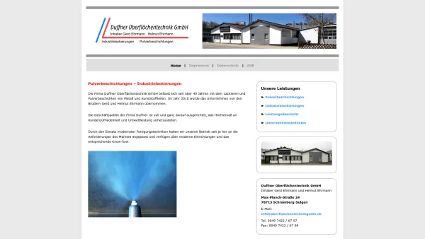 Website Screenshot: Duffner Oberflächentechnik GmbH - Duffner Oberflächentechnik GmbH - Date: 2023-06-20 10:39:11