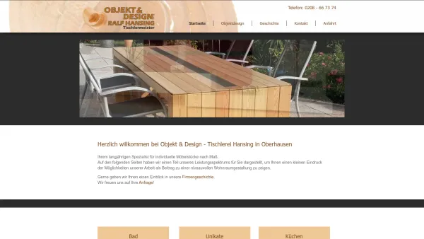 Website Screenshot: Objekt & Design GmbH -  Möbel nach  Maß · Tischlerarbeiten · Ladenbau · Innenausbau - Date: 2023-06-20 10:39:11