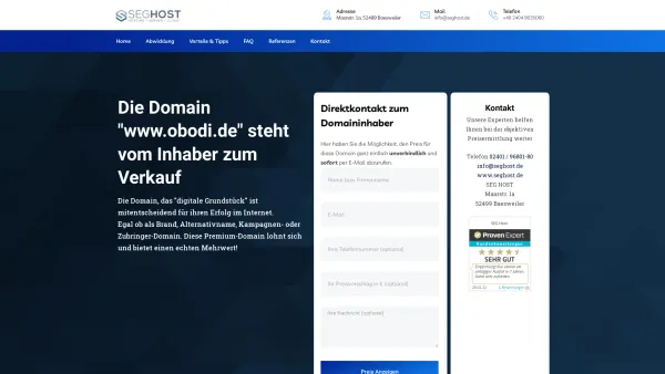 Website Screenshot: Obodi GmbH - Die Domain steht vom Inhaber zum Verkauf – Die Domain steht vom Inhaber zum Verkauf - Date: 2023-06-20 10:39:11