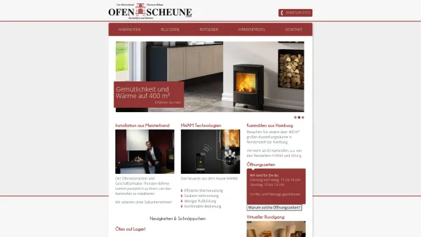 Website Screenshot: Ofenscheune GmbH Kaminöfen in und um Hamburg - Startseite | Ofenscheune GmbH - Date: 2023-06-20 10:39:11
