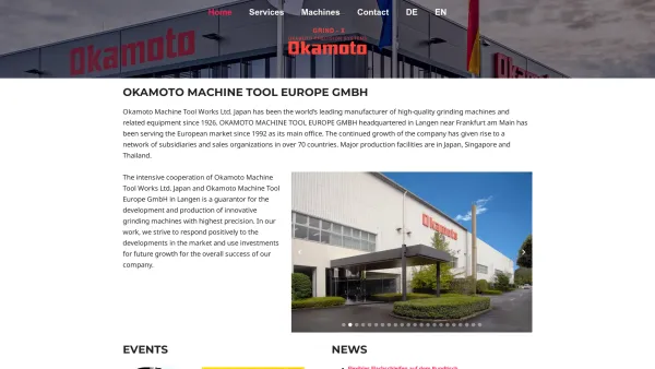 Website Screenshot: Okamoto Machine Tool Europe GmbH - Okamoto Europe Machine Tools GmbH - Date: 2023-06-20 10:39:11