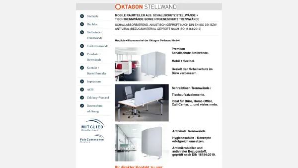 Website Screenshot: Oktagon Stellwand GmbH - Akustik Stellwände / Trennwände | Schallschutz im Büro - Startseite - Date: 2023-06-20 10:42:17