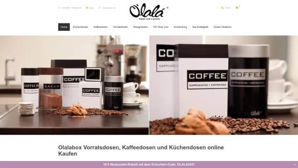 Website Screenshot: O`lala GmbH - Vorratsdosen, Kaffeedosen und Designdosen - Olalabox - Date: 2023-06-20 10:39:11