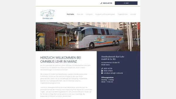 Website Screenshot: Omnibusbetrieb Karl Lehr GmbH & Co. KG Inh. Bettina Held - Startseite - Omnibusbetrieb Karl Lehr GmbH & Co. KG - Date: 2023-06-20 10:39:11
