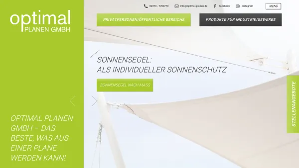 Website Screenshot: Optimal Planen- u. Umwelttechnik GmbH - Optimal Planen GmbH: Wir produzieren alles, was aus einer Plane gefertigt werden kann - Date: 2023-06-20 10:39:18