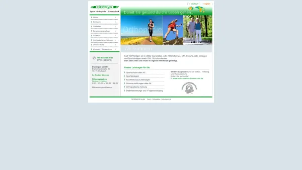 Website Screenshot: Sport-Orthopädie-Schuhtechnik Dieringer GmbH - Orthopädie Dieringer, Stuttgart - Sport, Orthopädie, Schuhtechnik - Date: 2023-06-20 10:39:18