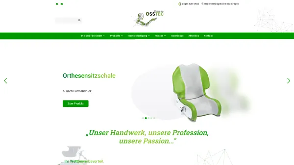 Website Screenshot: OssTec - OSSTEC GmbH – Sitzschalen nach Maß - Date: 2023-06-20 10:39:18