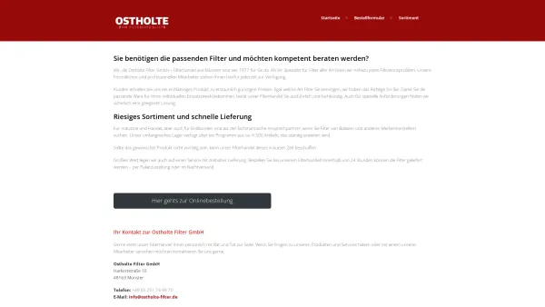 Website Screenshot: Ostholte Filter GmbH - Ostholte Filter - Date: 2023-06-20 10:39:18