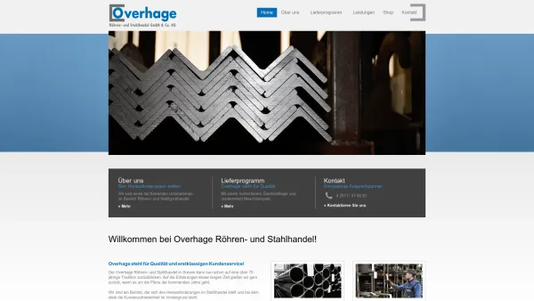 Website Screenshot: Overhage Stahlhandel Röhren u. Stahlgroßhandel GmbH - Overhage Röhren- und Stahlhandel - Date: 2023-06-20 10:39:18