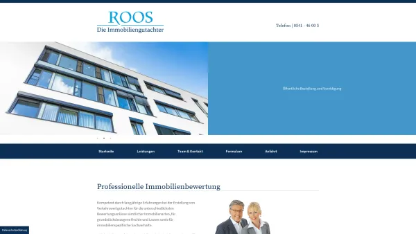 Website Screenshot: Sachverständigenbüro Roos Dipl.-Ing. Peter Roos · Architekt - Ihr Bausachverständiger Osnabrück - Peter und Ines Roos - Date: 2023-06-20 10:39:18