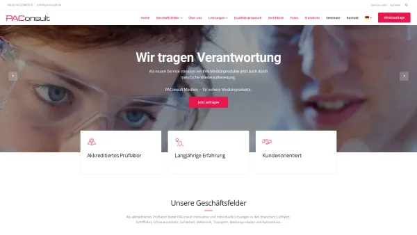 Website Screenshot: paconsult GmbH - PAConsult - Akkreditiertes Umweltsimulation Prüflabor Hamburg - Date: 2023-06-20 10:39:18