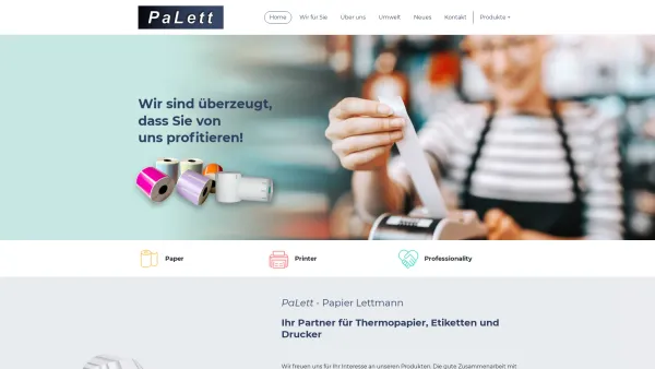 Website Screenshot: PaLett e.K. - PaLett - Thermo-Etiketten, Selbstklebeetiketten, Kioskrollen, Tickets, Spezialpapiere - Date: 2023-06-20 10:39:18