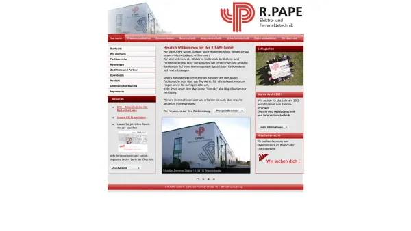 Website Screenshot: R. Pape GmbH Elektro und Fernmeldetechnik - index - Date: 2023-06-20 10:39:25