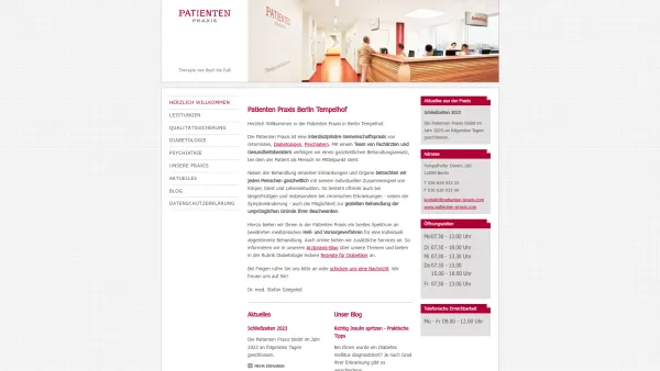 Website Screenshot: Patienten Praxis - Allgemeinmediziner Berlin Tempelhof | Patienten Praxis | Patienten Praxis - Date: 2023-06-20 10:39:25
