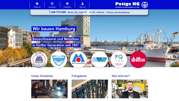 Website Screenshot: Patiga KG - Die Patiga KG - Bauschlosserei und Metallbau aus Hamburg - Patiga KG - Bauschlosserei und Metallbau - Date: 2023-06-20 10:39:25