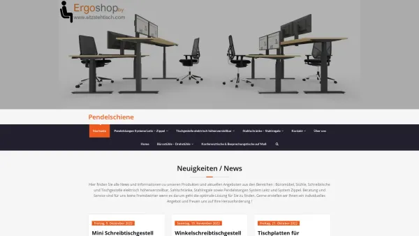 Website Screenshot: pendelschiene.de - Elektrisch höhenverstellbare Schreibtische und Tischgestelle - Date: 2023-06-20 10:39:25