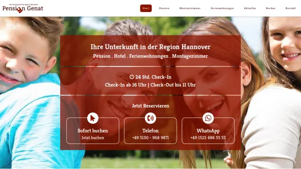 Website Screenshot: Pension Genat - Pension-Genat bei Hannover - Günstige Unterkunft - Date: 2023-06-20 10:39:25