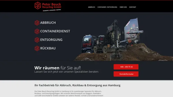 Website Screenshot: PBR Peter Beuck Recycling GmbH - Abrissunternehmen Hamburg - PBR Peter Beuck Recycling GmbH - Date: 2023-06-20 10:39:31