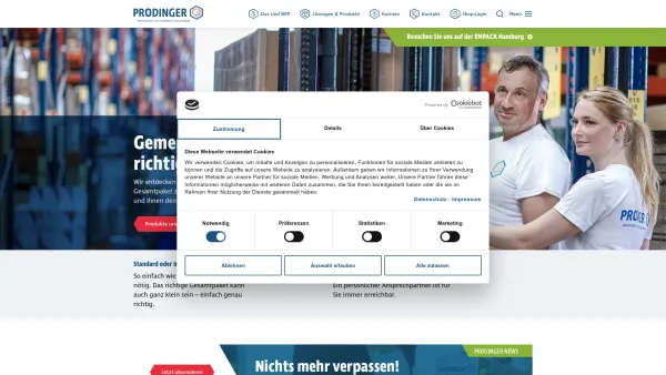 Website Screenshot: PRODINGER oHG -  ...kommt gut an! - PRODINGER Verpackung - Date: 2023-06-20 10:39:31