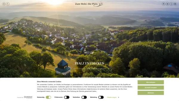 Website Screenshot: Pfalzwein e.V. Zum Wohl. Die Pfalz. - Startseite | Pfalz.de - Date: 2023-06-20 10:39:31