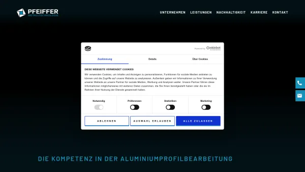 Website Screenshot: Gerhard Pfeiffer GmbH Metalltechnologie - Startseite | PFEIFFER Metalltechnologie GmbH - Date: 2023-06-20 10:39:31